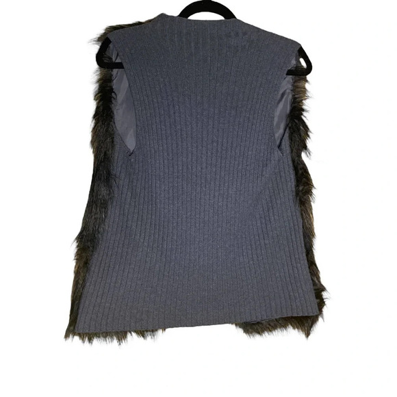Jones New York Brown Faux Fur and Knit Grey Back Vest Size Large - Picture 7 of 8